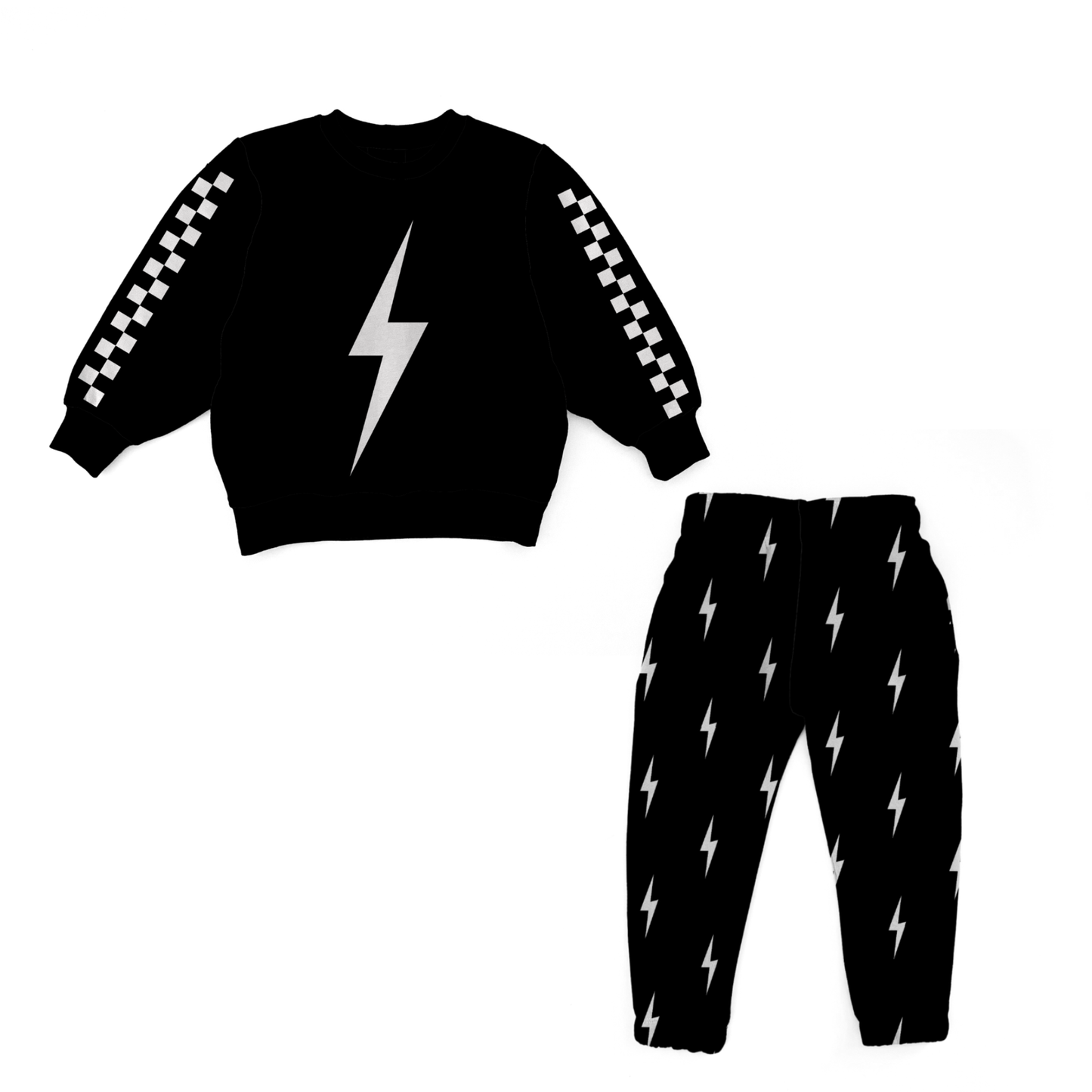 Lightning Bolt | Black Bamboo Oversized Sweat Set