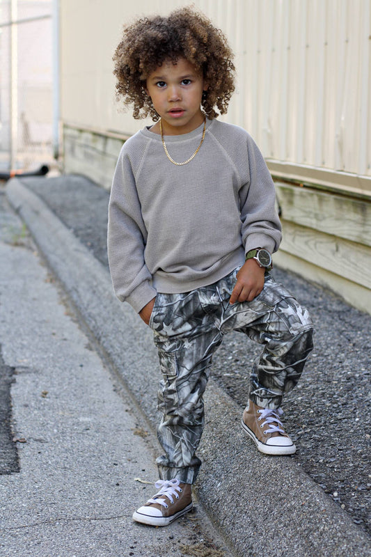 Tan Waffle Long Sleeve Crewneck Infant & Toddler