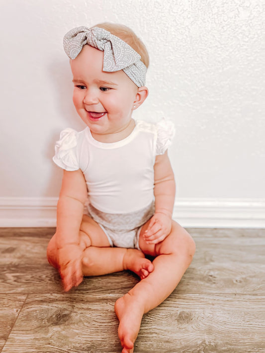 White Ruffle Bamboo Bodysuit