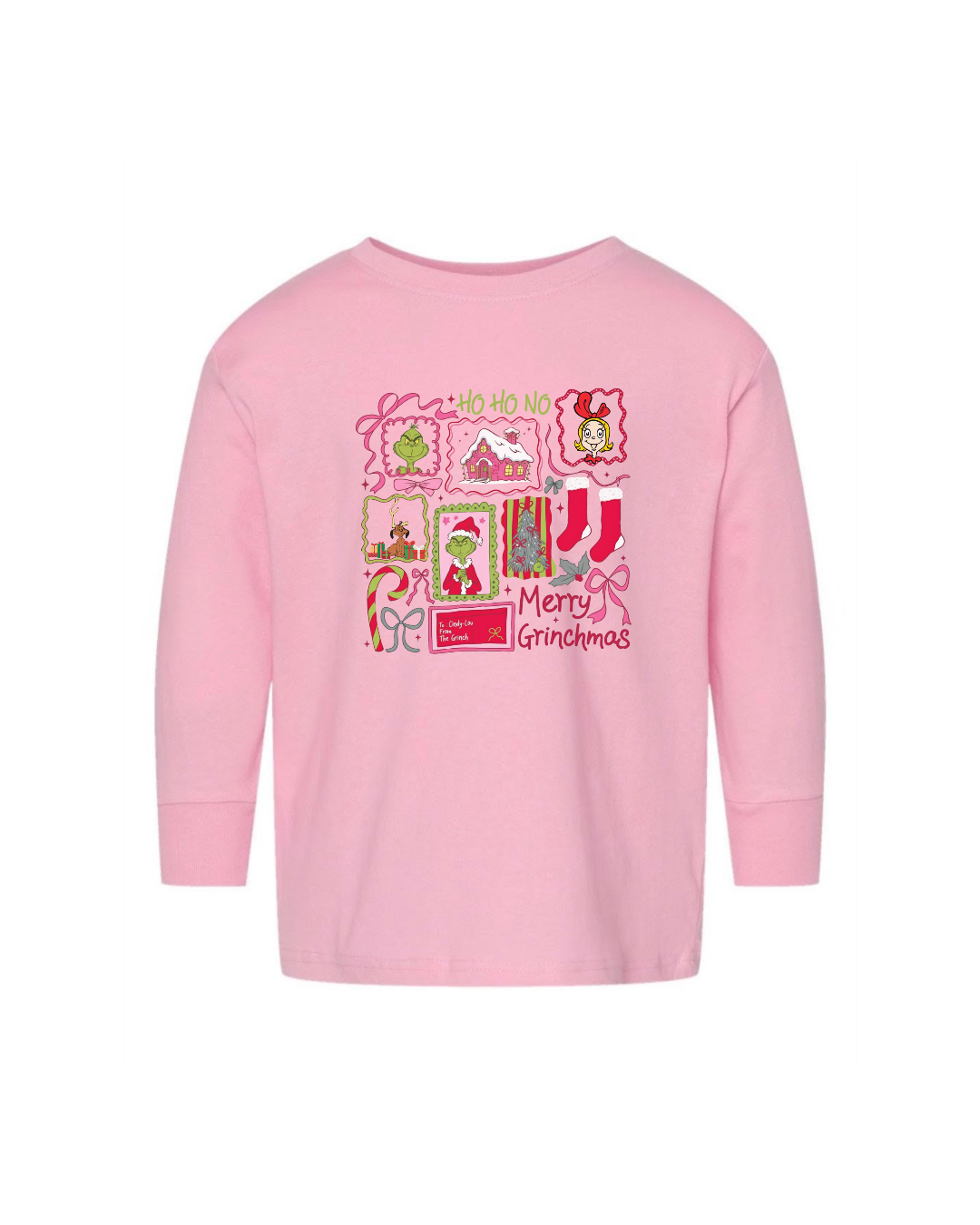 Merry Grinchmas Girl's Long Sleeve Shirt - Baby & Kids