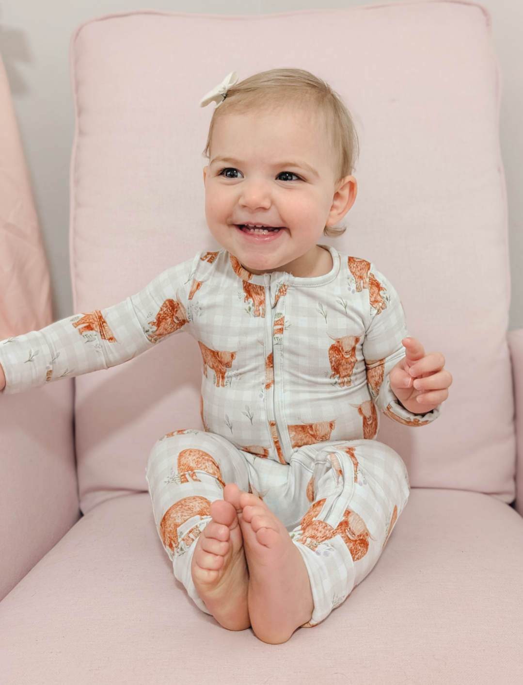 Highland Cutie Bamboo Zipper Romper
