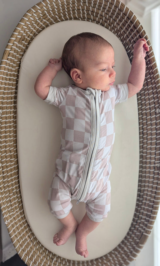 Neutral Checks Bamboo Shortie