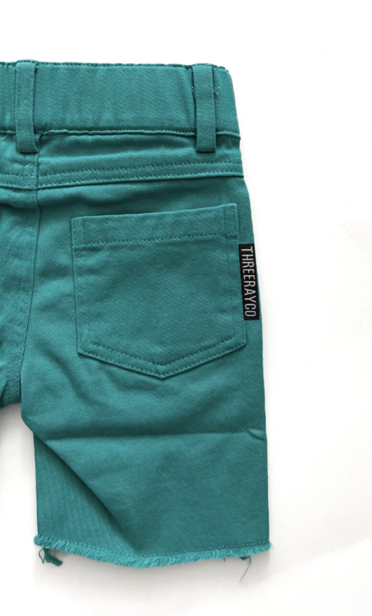 Teal Distressed Shorts