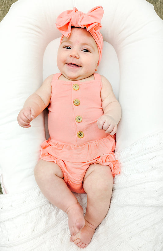 Coral Bamboo Peplum Set