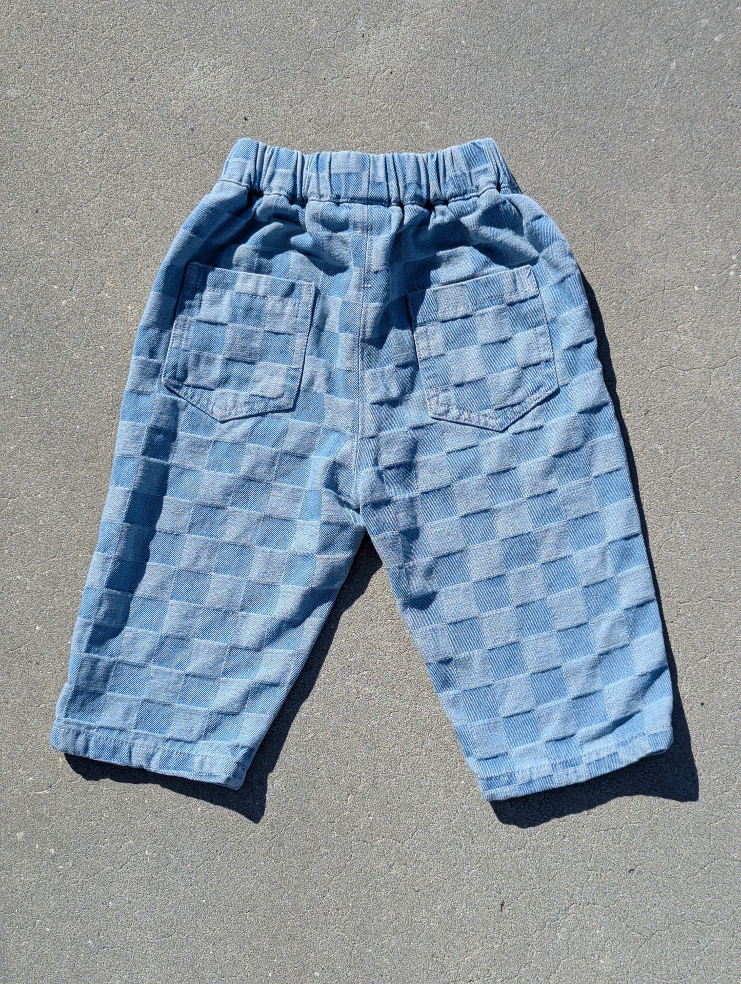 Checkered Baggy Blue Jeans - Kids