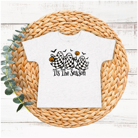 Tis the Season Checkered Ghosts T-shirt for Kids