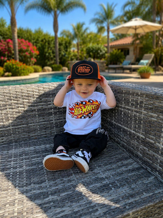 Checkered Flame Wheels Kid's Graphic T-shirt
