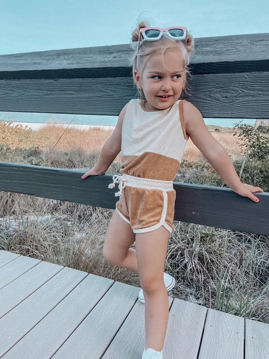 Summer Terry Cloth Two Piece Shorts Set - Kids