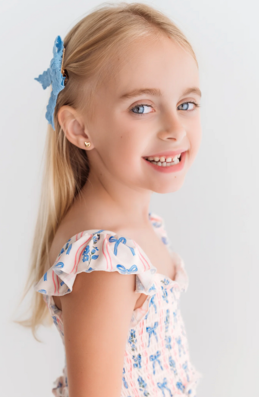 Amelia Bow Smocked Twirl Bamboo Dress