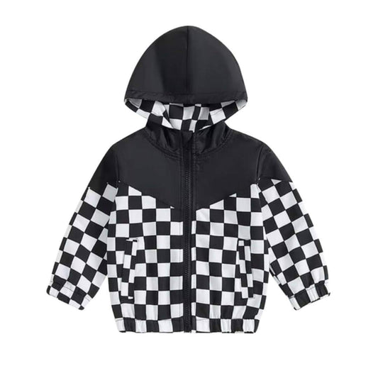 Checker Windbreaker Hooded Zipper Jacket Infant & Toddler