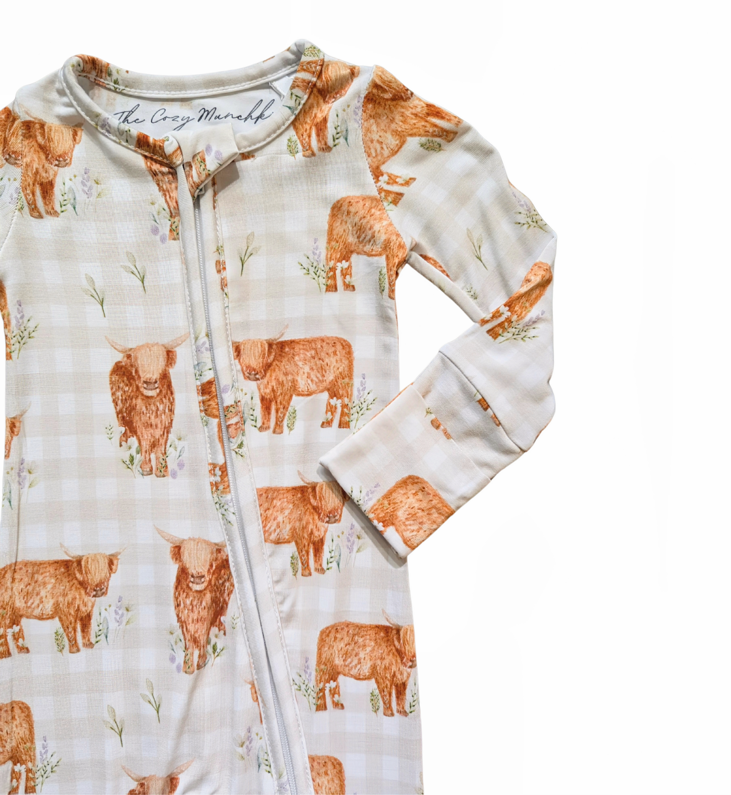 Highland Cutie Bamboo Zipper Romper