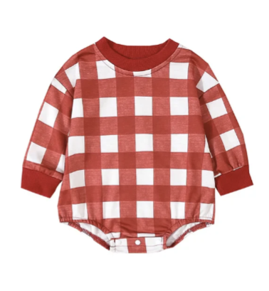 Red Gingham Infant Bubble Romper