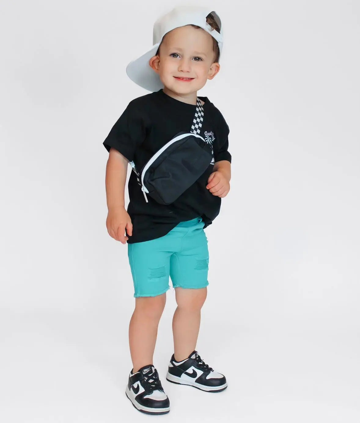 Teal Distressed Shorts