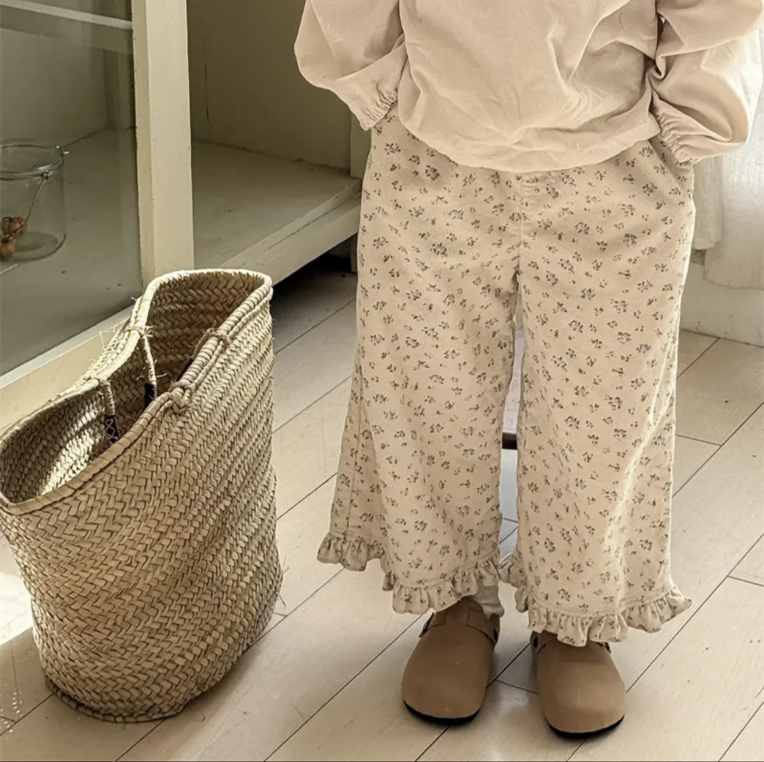 Dainty Florals Corduroy Ruffle Bottoms - Girls