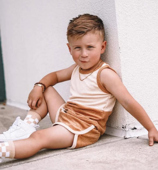 Summer Terry Cloth Two Piece Shorts Set - Kids