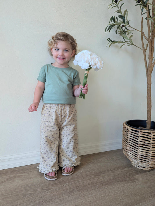 Dainty Florals Corduroy Ruffle Bottoms - Girls