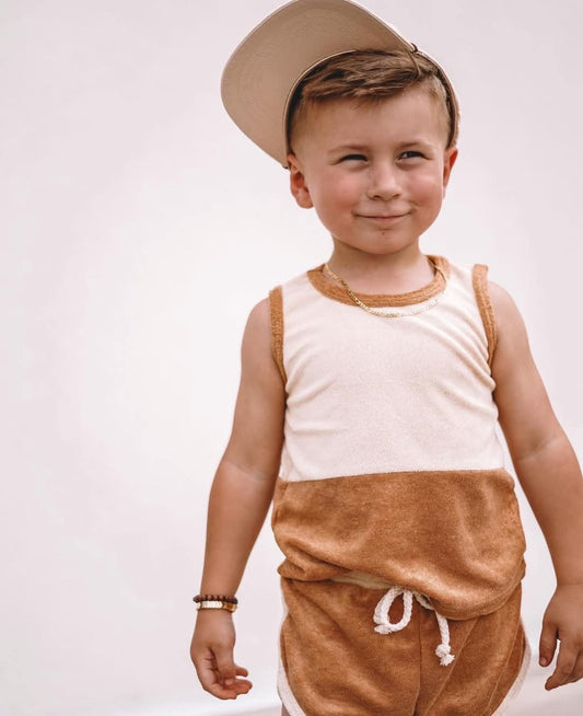 Summer Terry Cloth Two Piece Shorts Set - Kids
