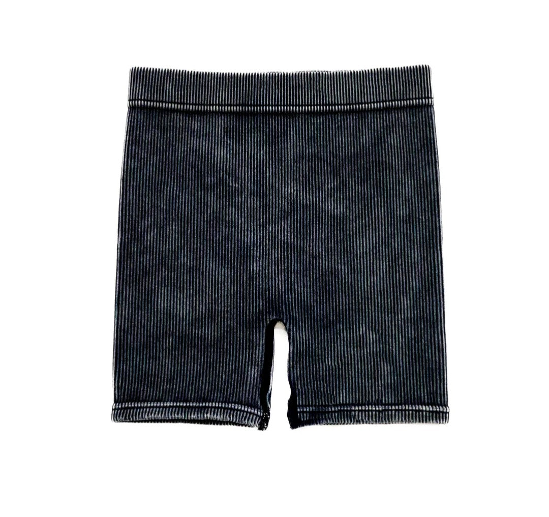Acid Wash Biker Shorts - Onyx