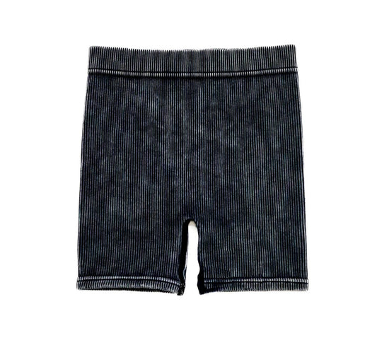 Acid Wash Biker Shorts - Onyx