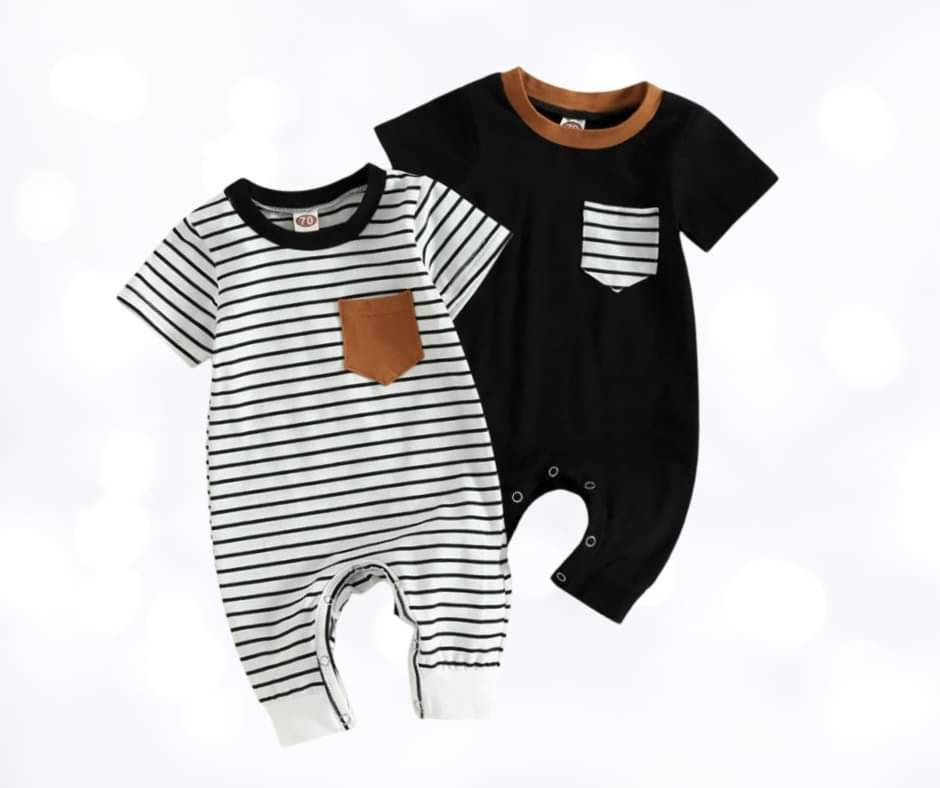 Striped Short Sleeve Romper