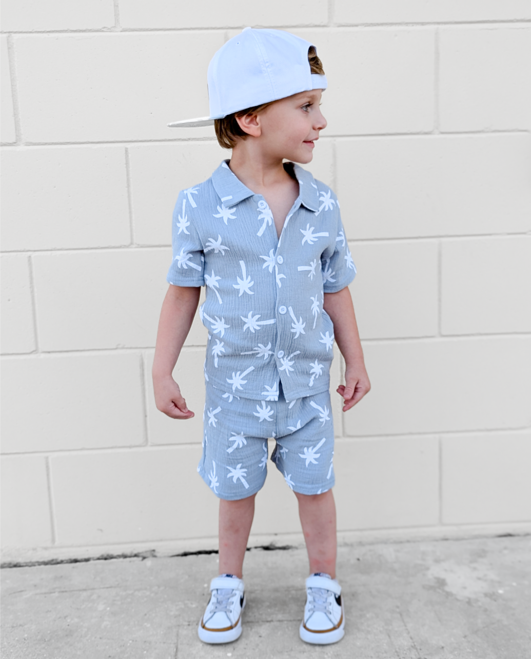 Linen Palm Shorts Set