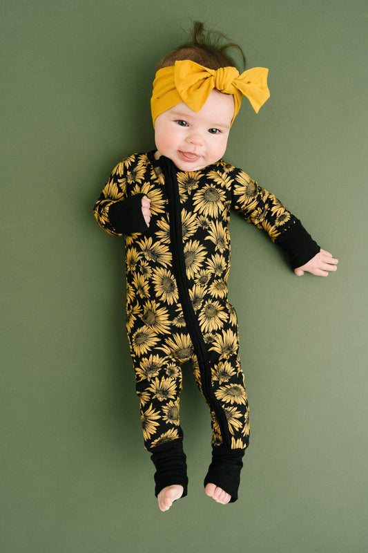 Midnight Sunflower Bamboo Romper