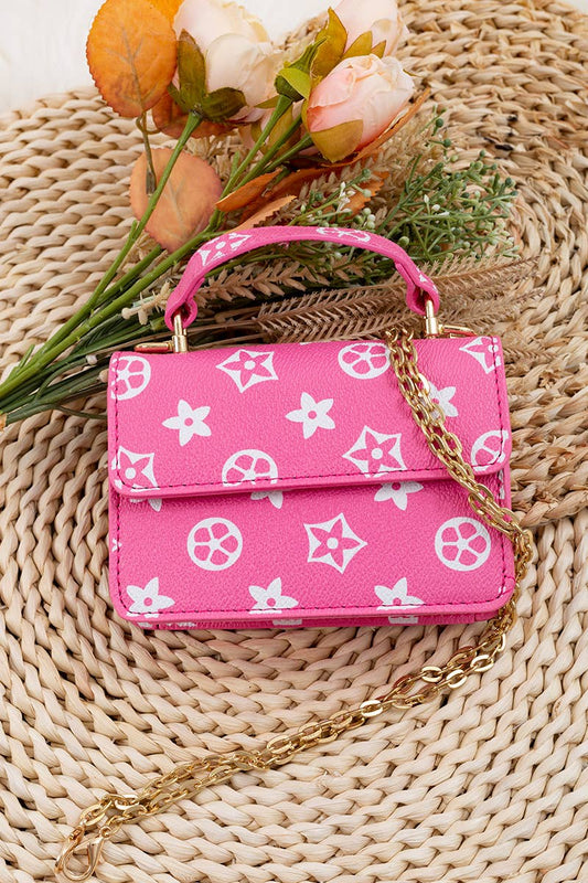 Pink Star Printed Mini Crossbody Girls Purse