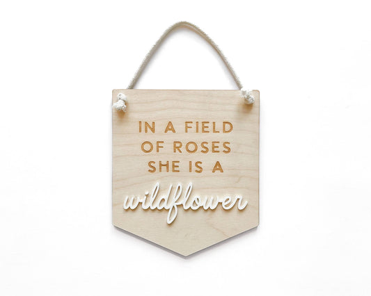 Wildflower Sign, Kids Nursery Room Decor, Baby Wall Sign
