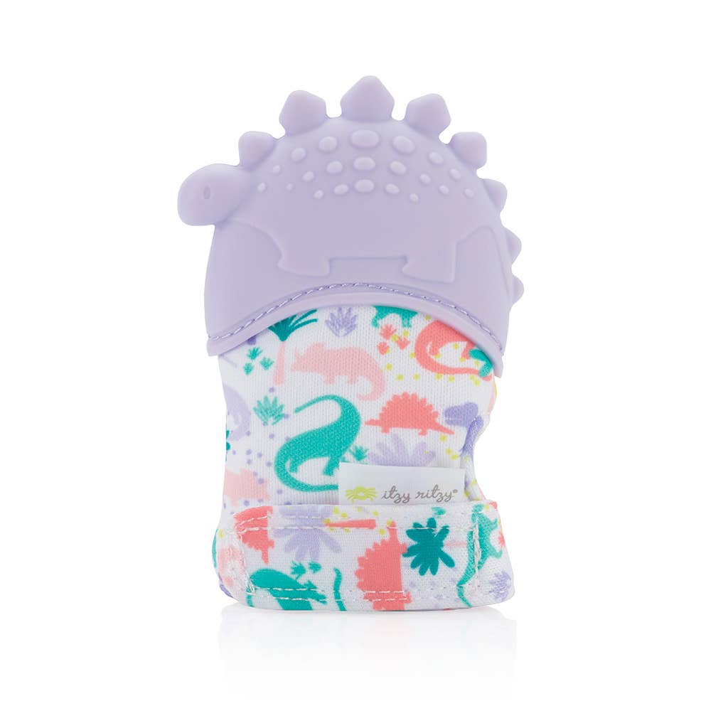 Lilac Dino Itzy Mitt Silicone Teething Mitt
