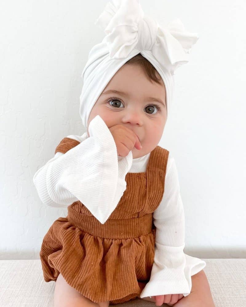 White Ribbed Bell Sleeve Top