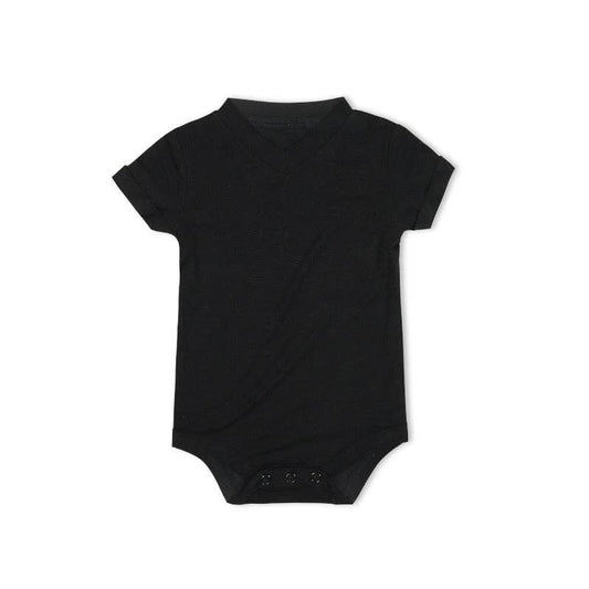 Black V-Neck Bamboo Onesie