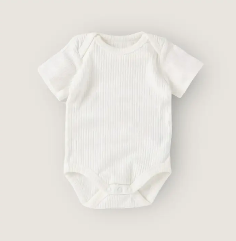 White Ribbed Organic Onesie
