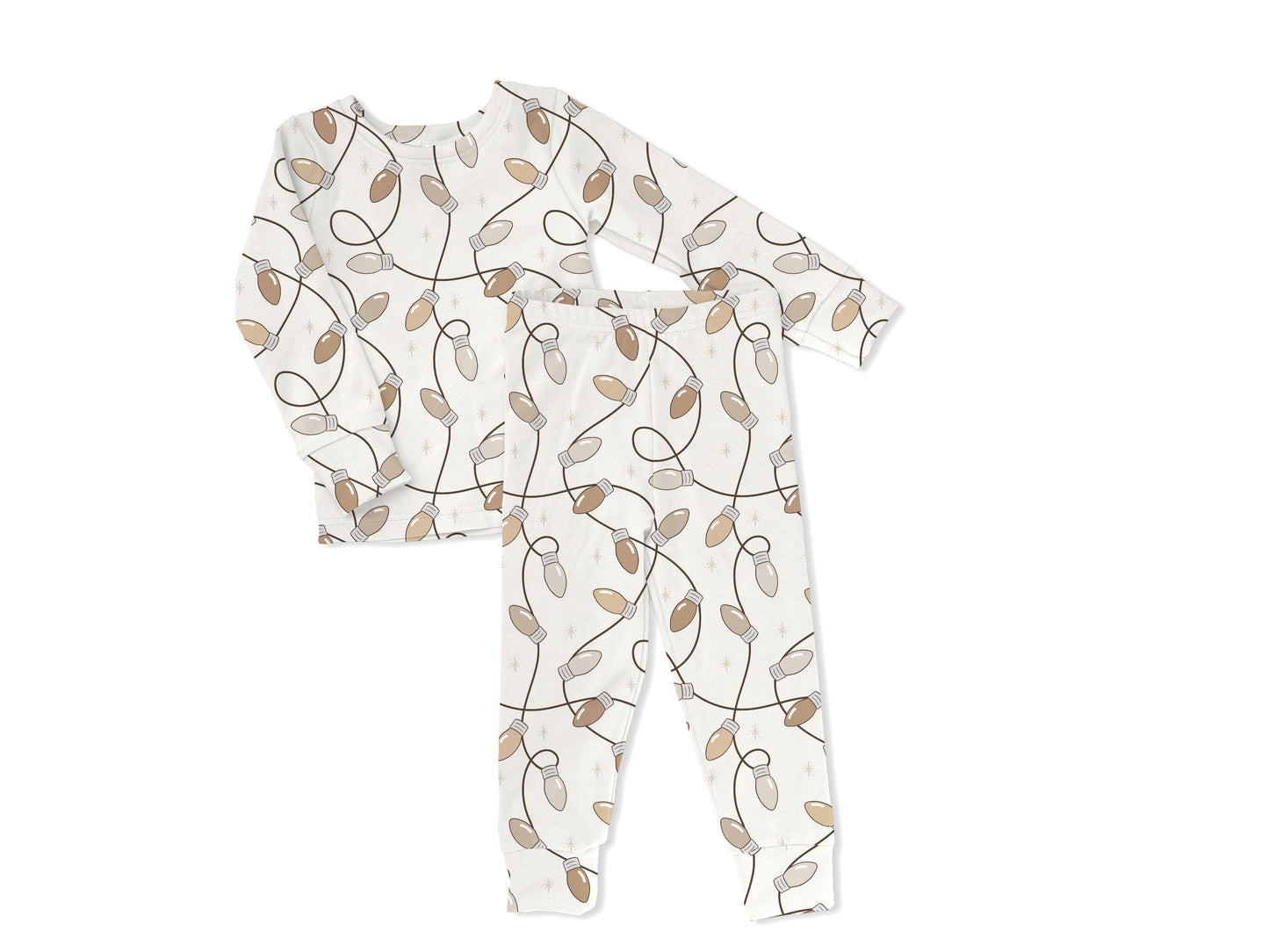 Neutral Lights Toddler & Kids Two Piece Holiday Bamboo Set