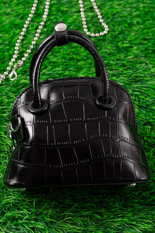 Black Textured Girls Mini Purse