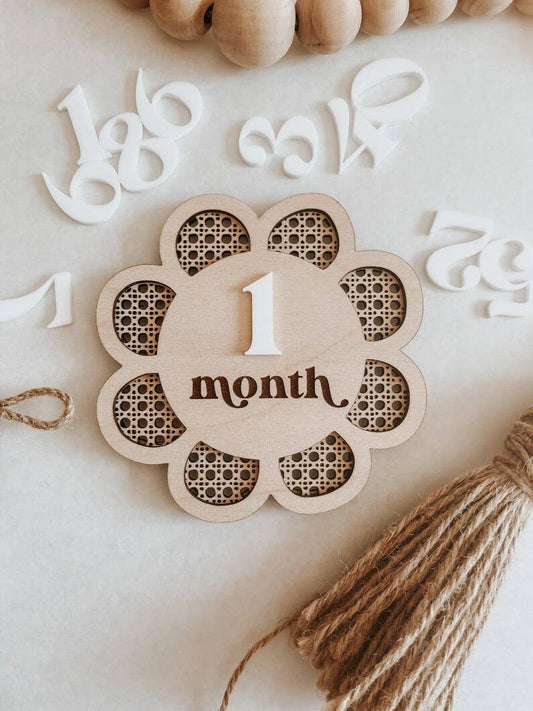 Flower Rattan Interchangeable Monthly Milestone Sign