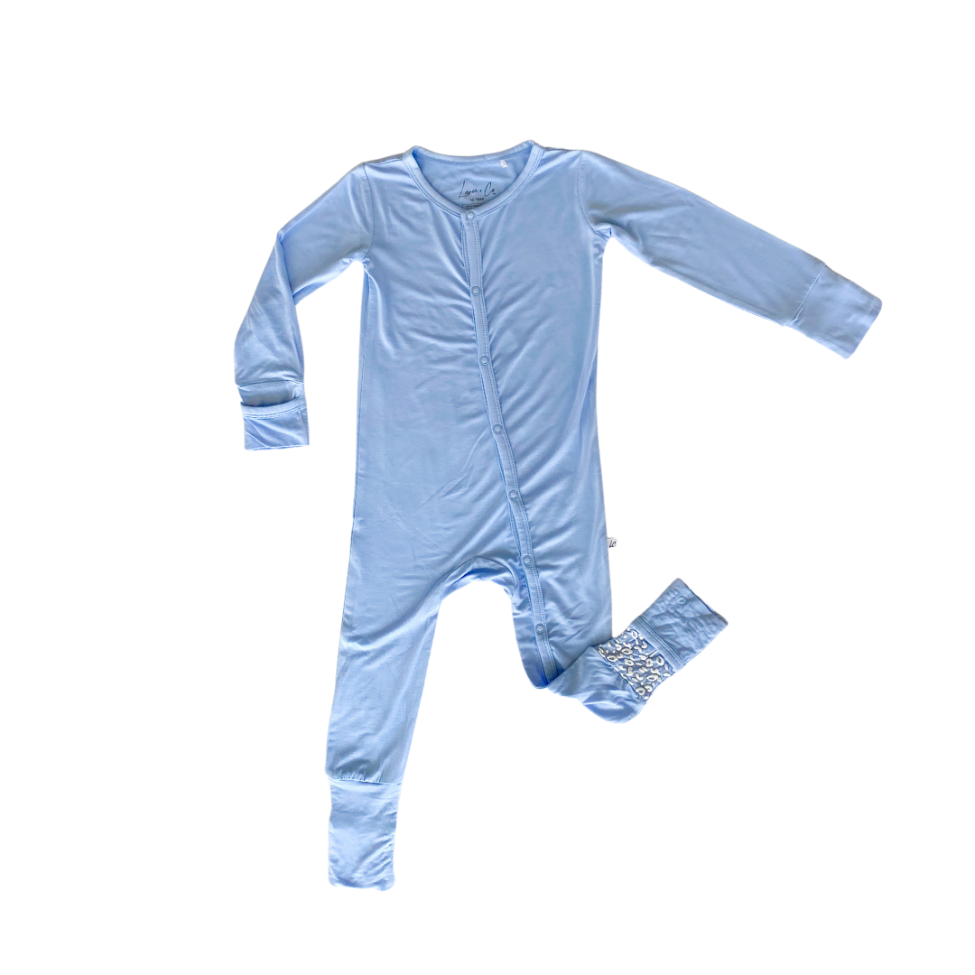 Trisomy 18 Blue Bamboo Convertible Snap Romper
