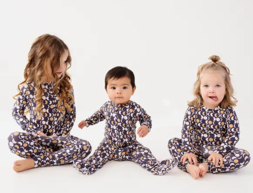 Navy Moons Bamboo Romper Footie