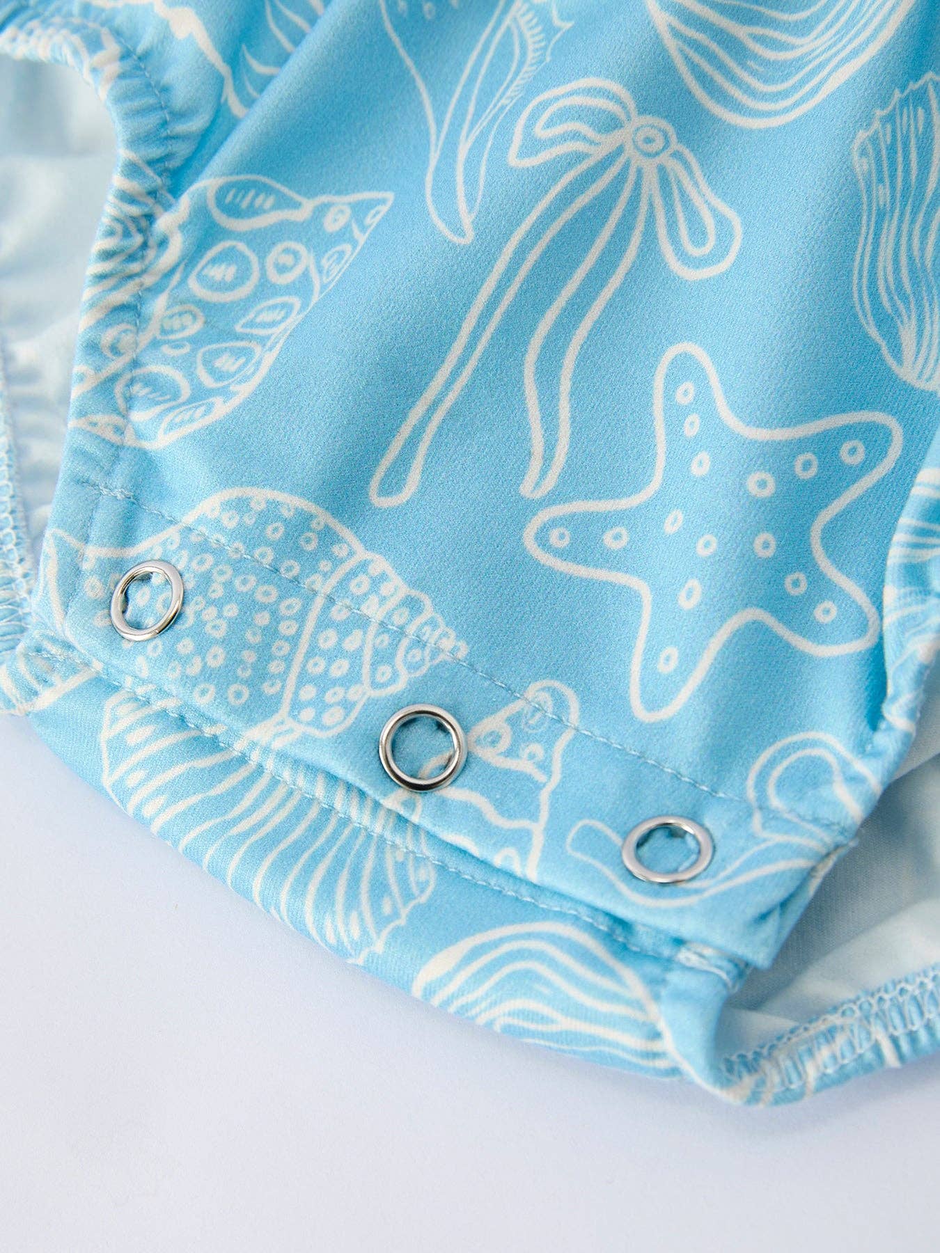 Seashells + Ocean Girls Romper Bow Ruffle