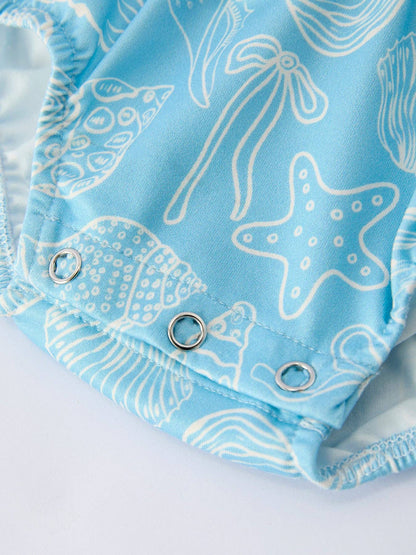 Seashells + Ocean Girls Romper Bow Ruffle