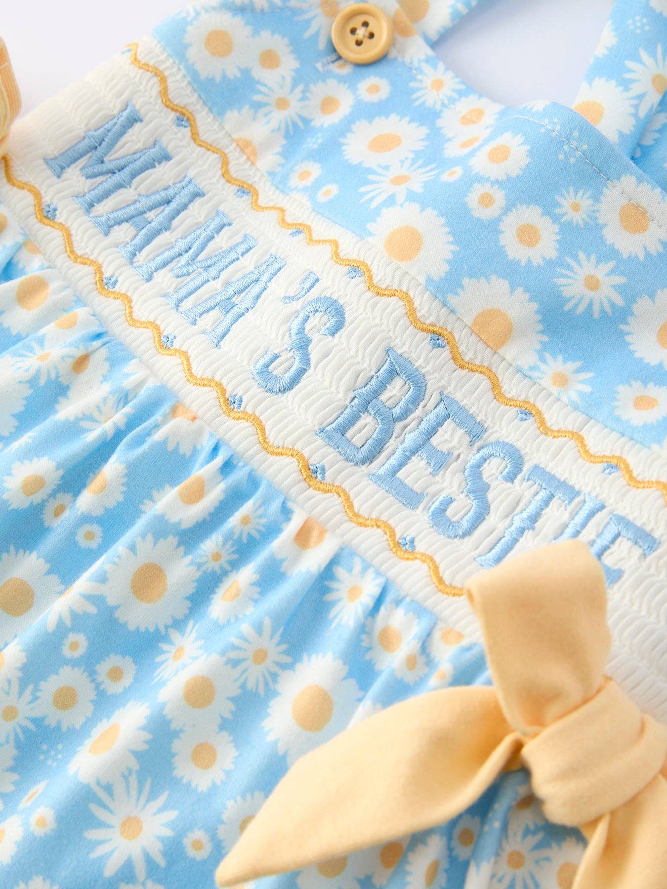 MAMA'S BESTIE Daisy Smocked Girl's Ruffle Dress