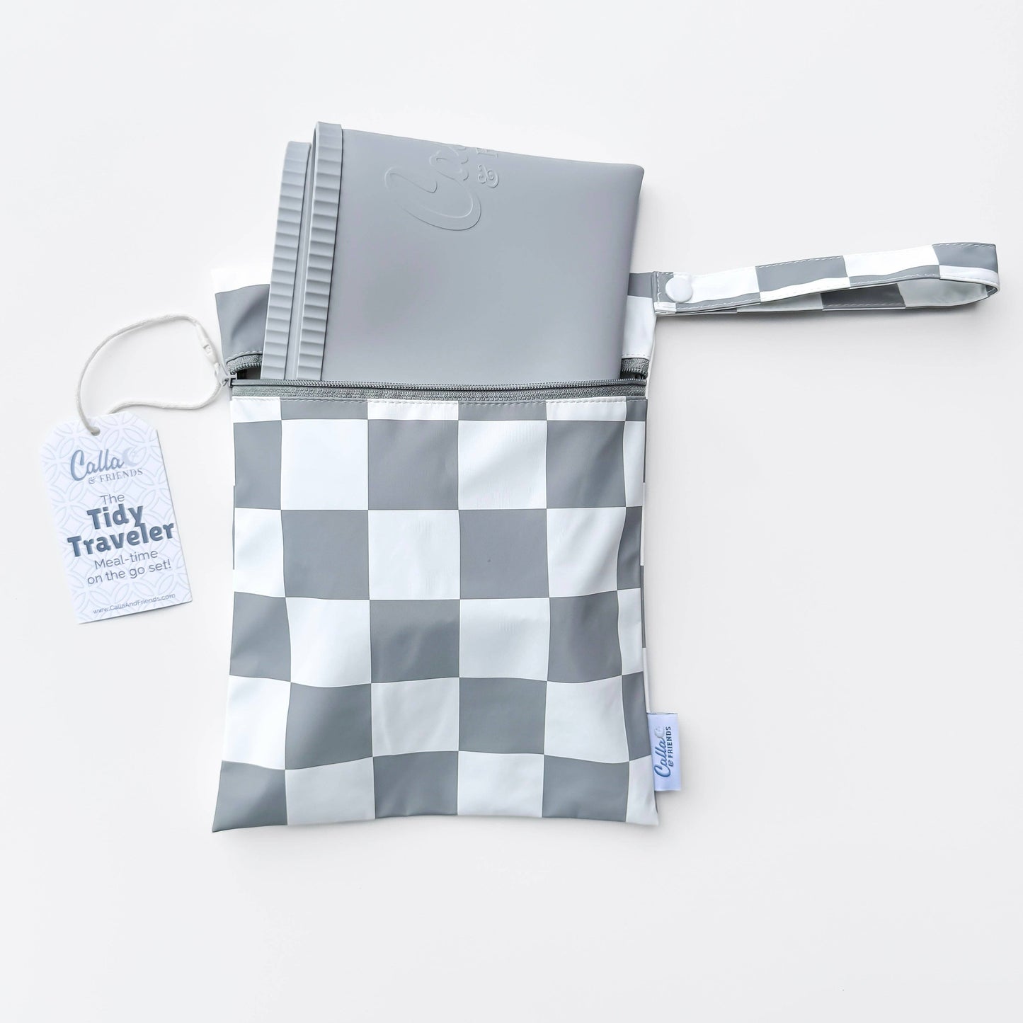 The Tidy Traveler - Solid Placemat Set: Black Checkered
