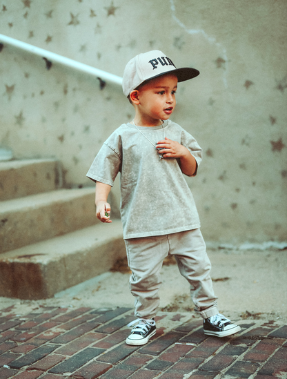 Taupe Acid Wash Tee - Kids