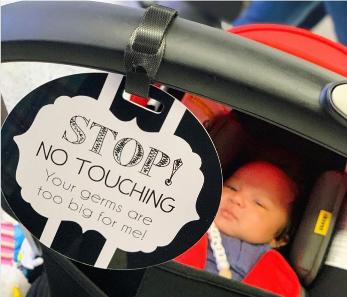 Black and White No Touching Baby Car Seat Sign Tag