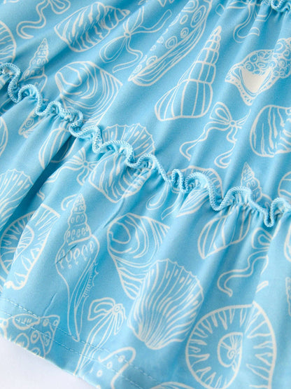 Seashells + Ocean Girls Tiered Ruffle Dress