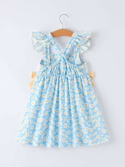 MAMA'S BESTIE Daisy Smocked Girl's Ruffle Dress