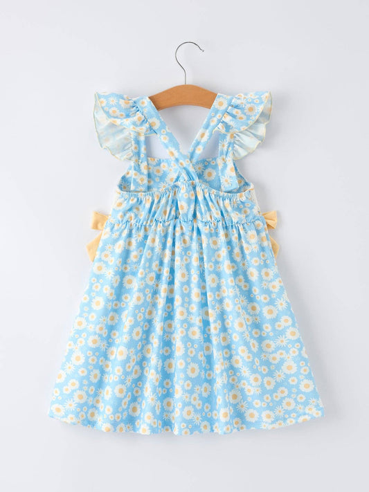 MAMA'S BESTIE Daisy Smocked Girl's Ruffle Dress