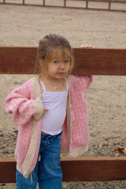 Pink Horseshoe Western Cardigan – Cozy Cowgirl Sweater for Toddlers & Girls