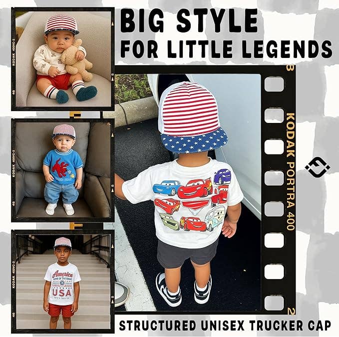 USA Flat Brim Snapback Hat - Kids