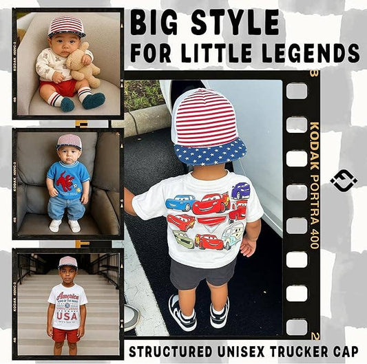 USA Flat Brim Snapback Hat - Kids