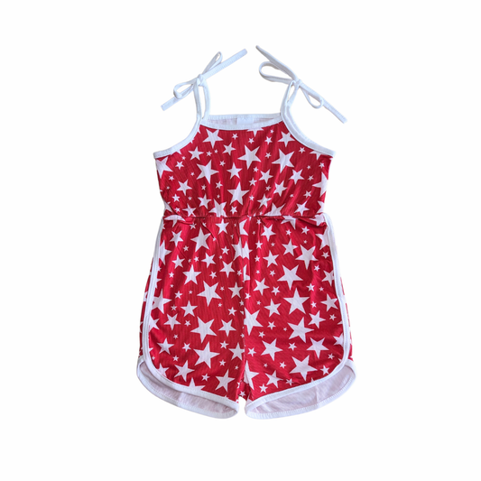 Red Stars Toddler Girl Romper